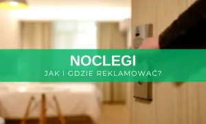 Noclegi: jak i gdzie reklamować? W tle pokój hotelowy, ręka otwiera drzwi.